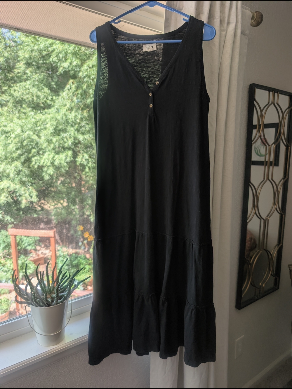 Organic Cotton Black Sleeveless Tiered Midi Dress - Pact